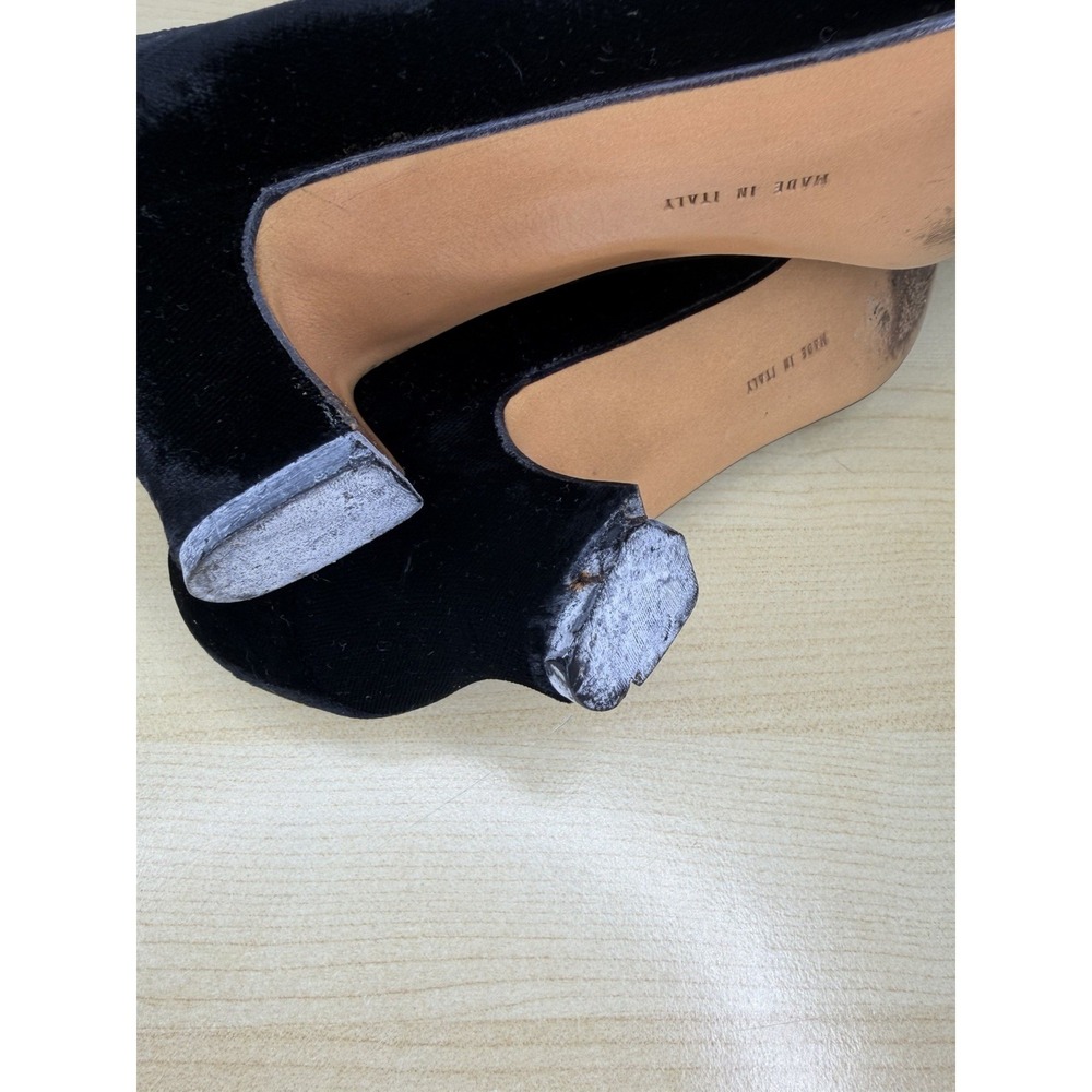 Salvatore Ferragamo Women's Black Velvet Flats Crystal Buckle Made In Italy Sz 9 - Picture 8 of 10